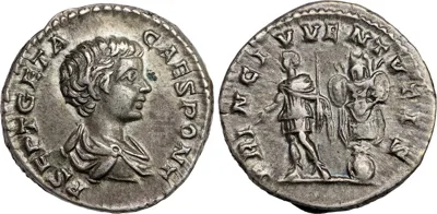 Roman Imperial Geta, as Caesar, 198-209. Silver Denarius Rome, 200-202