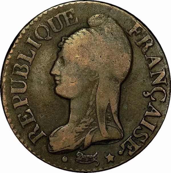 France, L'AN 5, R, 5 Centimes, VF