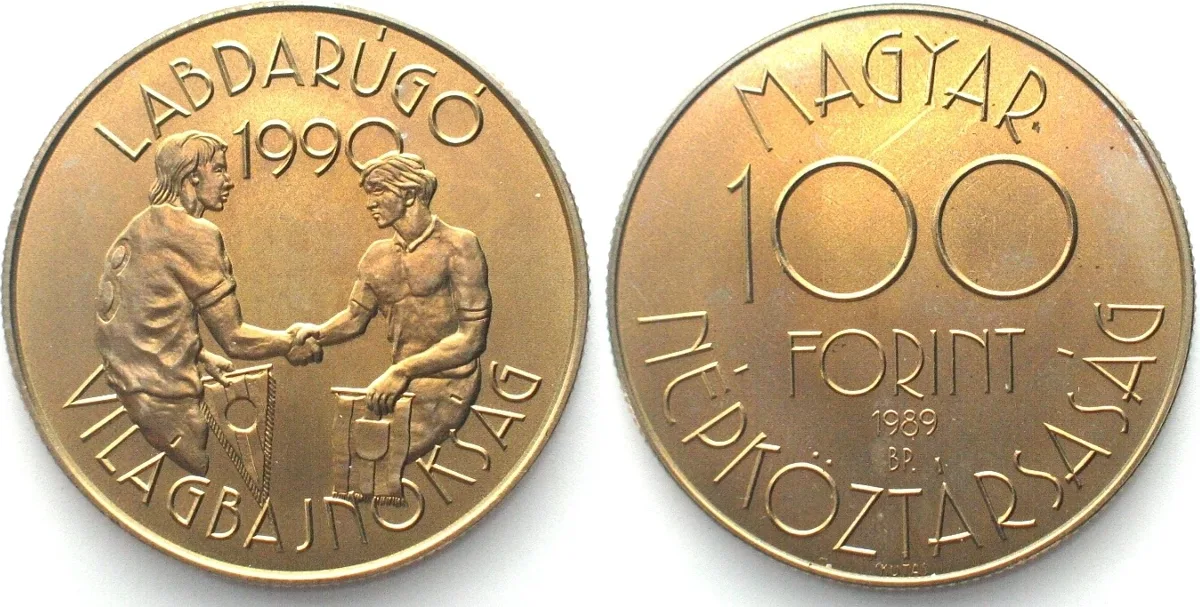 1989 HUNGARY 100 Forint 1989 WORLD CUP SOCCER Cu-Ni BU
