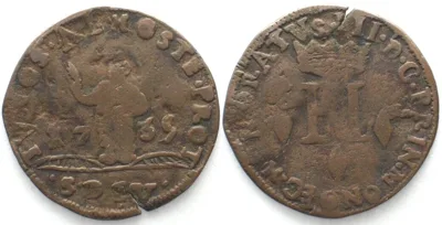1735 MONACO 8 Deniers 1735 HONORE III copper VF RARE! VF