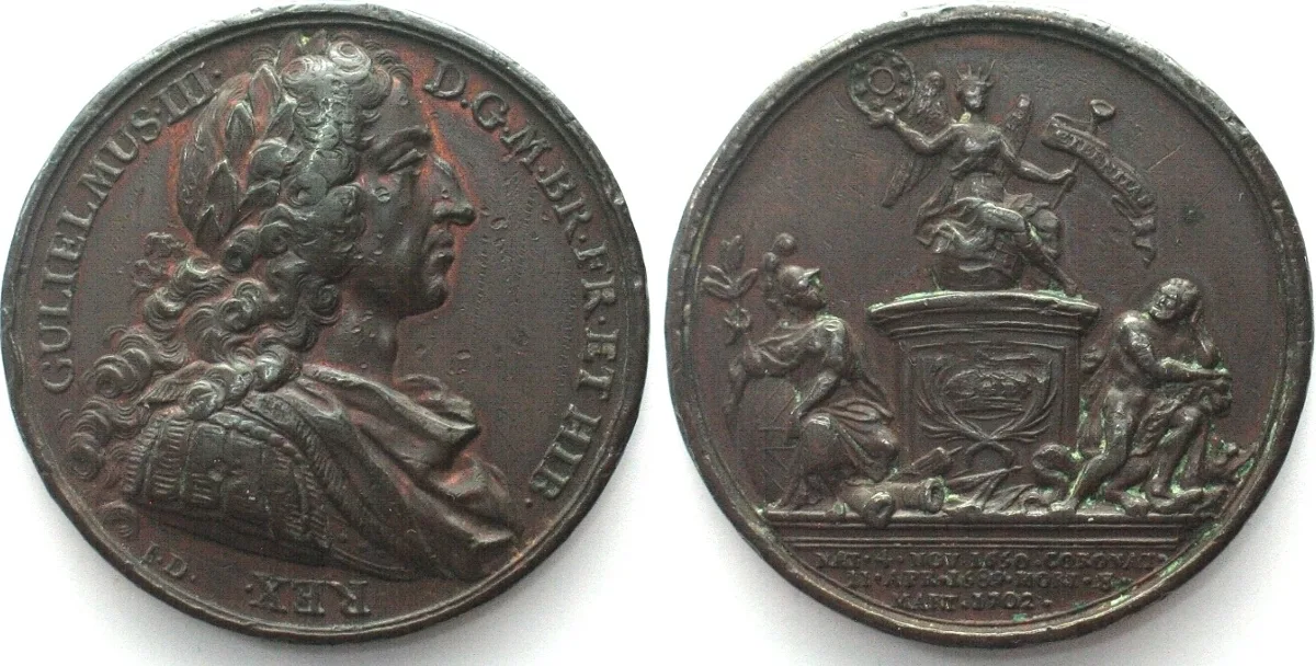 1731 WILLIAM III from KINGS & QUEENS SERIES by Jean Dassier (1731) bronze 40mm EF-