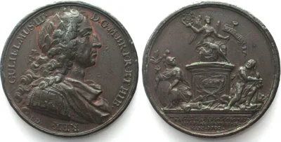 1731 WILLIAM III from KINGS & QUEENS SERIES by Jean Dassier (1731) bronze 40mm EF-