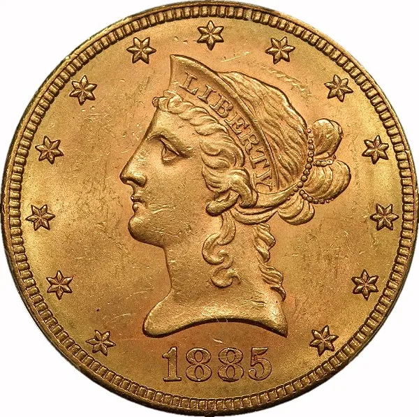 $10 Liberty, 1885-S, $10, MS64 , PCGS