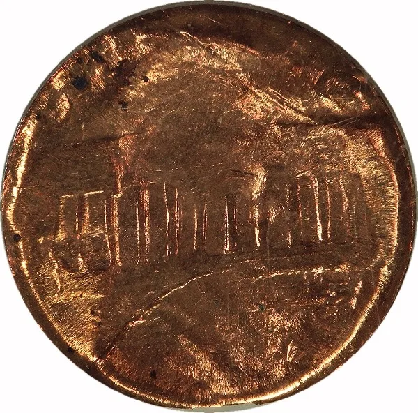 Lincoln Cent, ND, Struck by Cap die, 1¢, MS63 RD, ANACS
