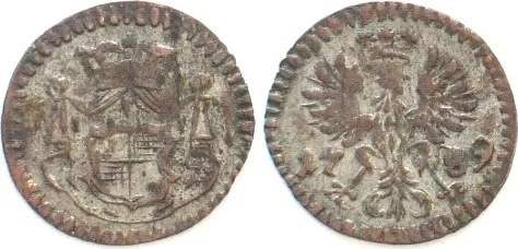 1789 German BRANDENBURG-ANSBACH Pfennig 1789, KARL ALEXANDER, billon UNC-!