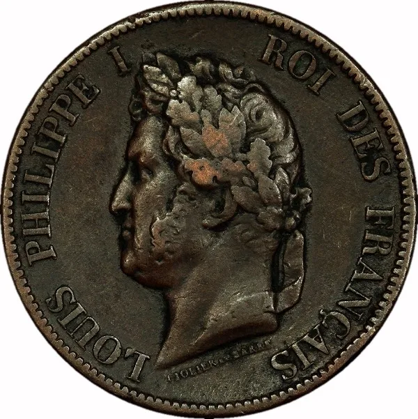 France, French Colonies, 1844, 10 Centimes, VF