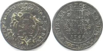 1769 HESSE-CASSEL 1/8 Thaler 1769 FRIEDRICH II - TRIAL STRIKE IN COPPER - RARE! VF+