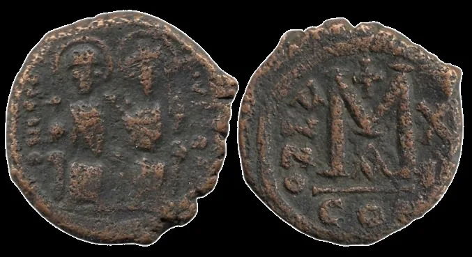 Justin II and Sophia. AE Follis (40 nummi) 27mm 12.52gm Constantinople mint. Dated RY 11+ (576-578 AD).