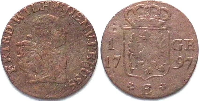 1797 PRUSSIA Groschen 1797 E Konigsberg FRIEDR. WILHELM II billon aXF SCARCE! EF-