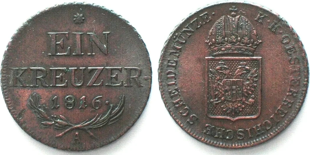 1816 AUSTRIA. Kreuzer 1816 A, FRANCIS I, copper UNC!!!
