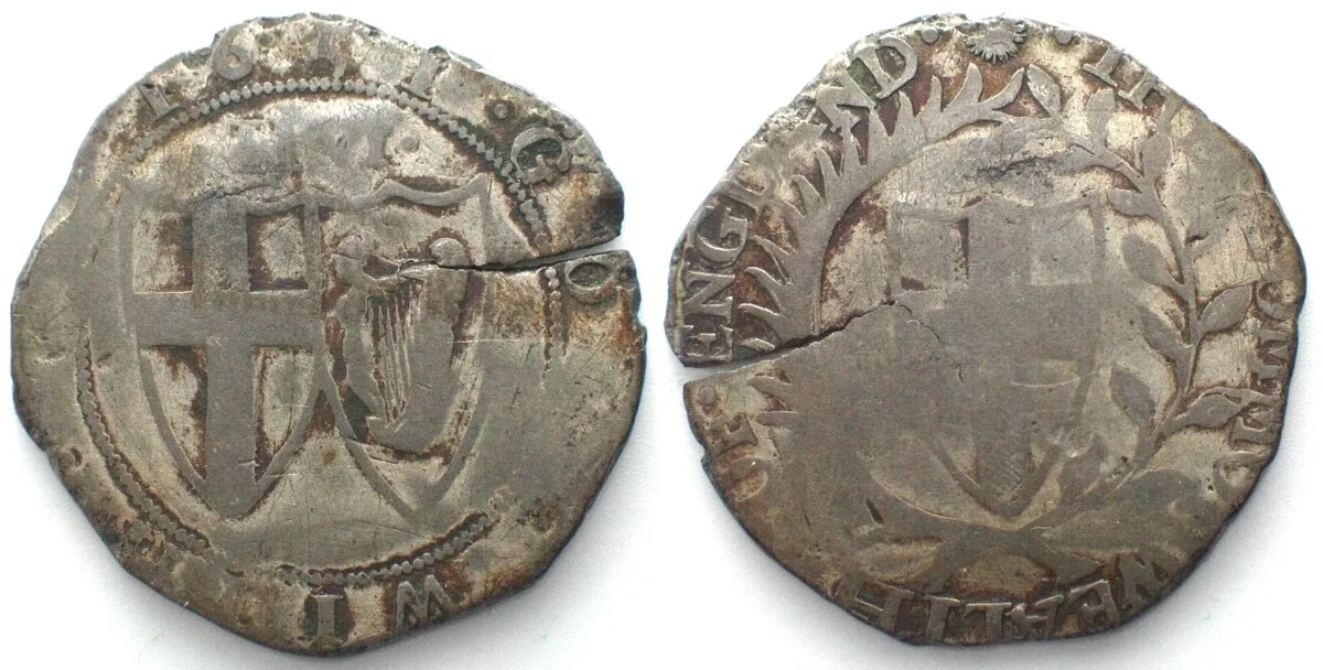1651 COMMONWEALTH 1/2 Crown 1651 OLIVER CROMWELL - CONTEMPORARY COUNTERFEIT VF