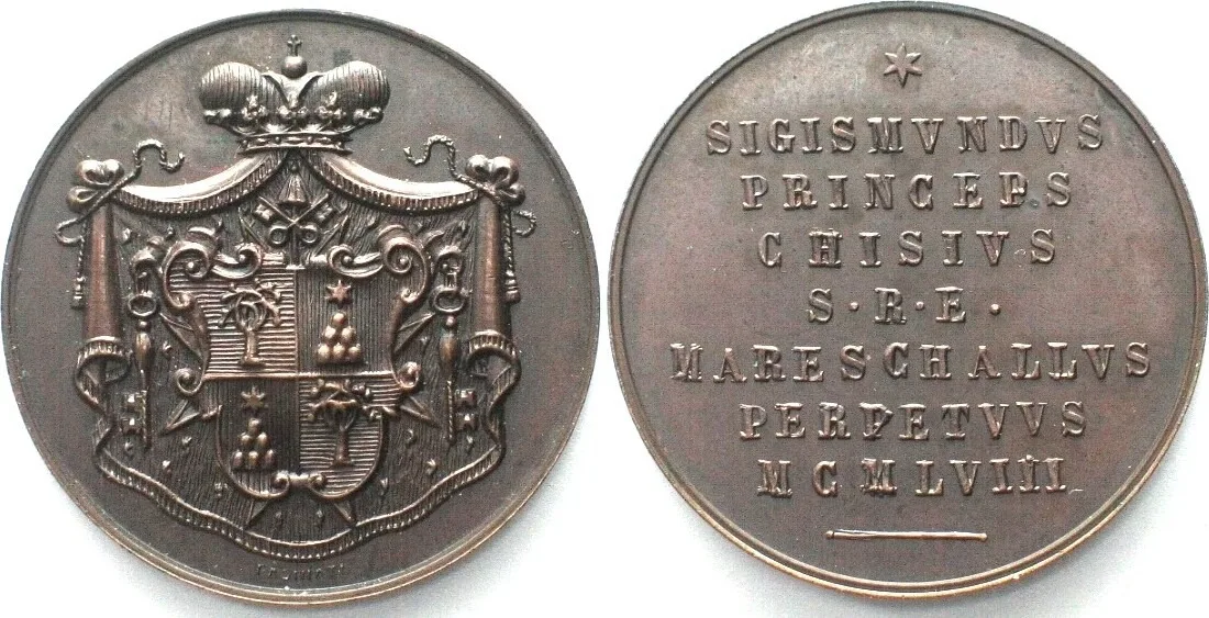 1958 SEDE VACANTE 1958 Governor of the Conclave SIGISMONDO CHIGI bronze 28mm SCARCE! UNC