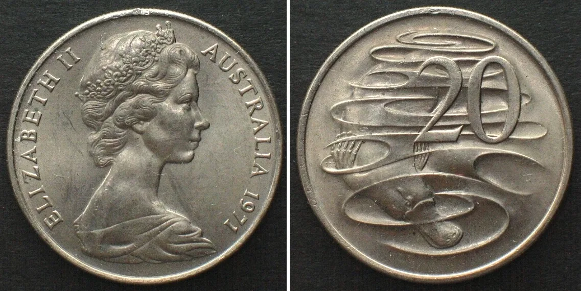 1971 AUSTRALIA 20 Cents 1971, Platypus, Cu-Ni KEY DATE! UNC!!!