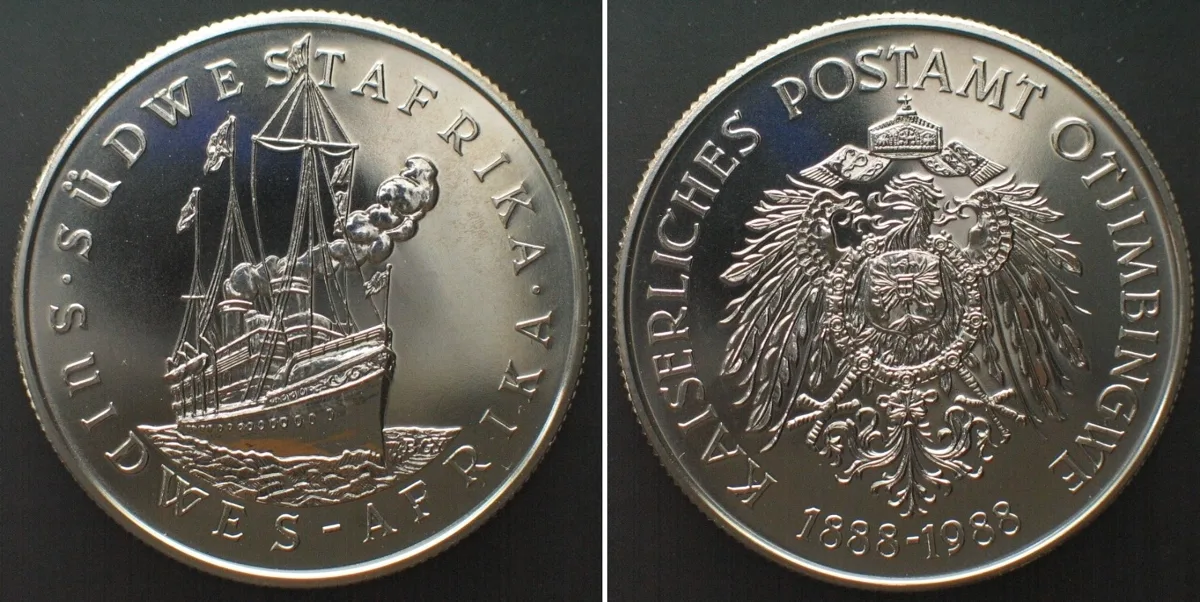 1988 GERMAN SOUTH-WEST AFRICA Medal 1988 POST OFFICE OTJIMBINGWE Cu-Ni 38mm BU