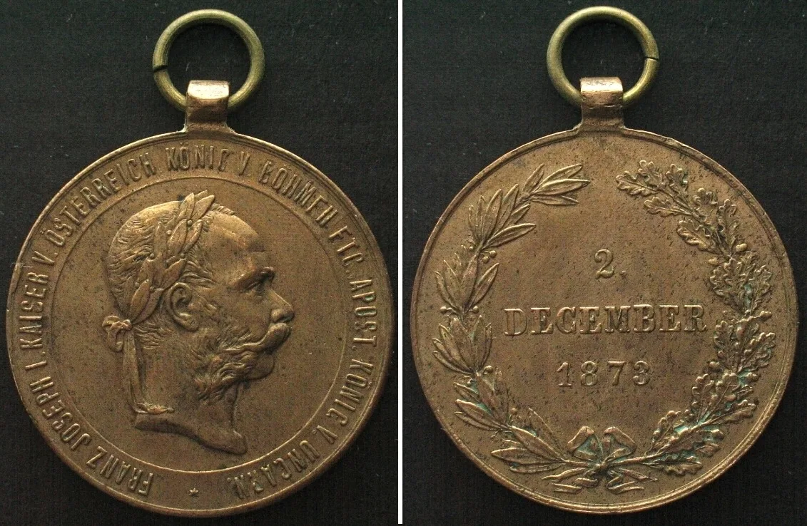 1873 AUSTRIA. War medal 2. December 1873 EF
