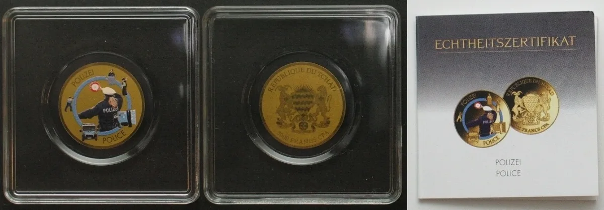 2022 CHAD 3000 Francs 2022 POLICE Gold 1/500 oz BU