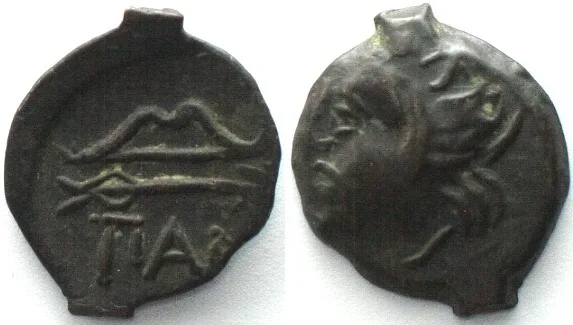 300-250 CIMMERIAN BOSPOROS. Pantikapaion, AE 20mm 300-250 BC, Pan / bow, arrow AU!