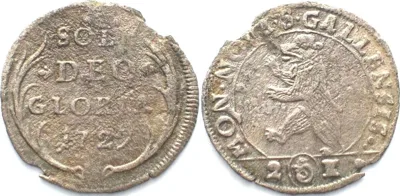 1727 Swiss Cantons SAINT GALL, City. 2 Kreuzer (1/2 Batzen) 1727 billon VF-XF