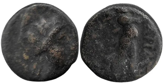 Phrygia, Apameia 88-40 BC, AE 13.3mm 3.16gm, Turreted Tyche / Marsyas playing aulos,
