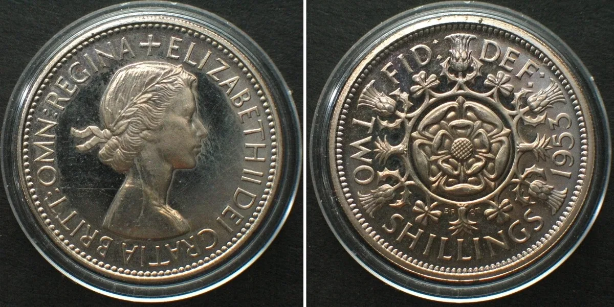 1953 GREAT BRITAIN 2 Shillings 1953 ELIZABETH II Cameo Proof from Coronation Set Proof