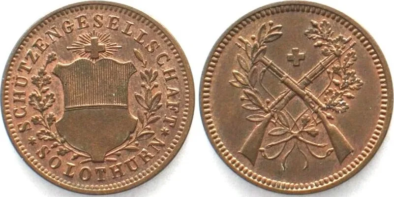 1801-1900 Swiss SOLOTHURN Shooting Jeton ND(19th cent.) brass UNC!