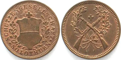 1801-1900 Swiss SOLOTHURN Shooting Jeton ND(19th cent.) brass UNC!
