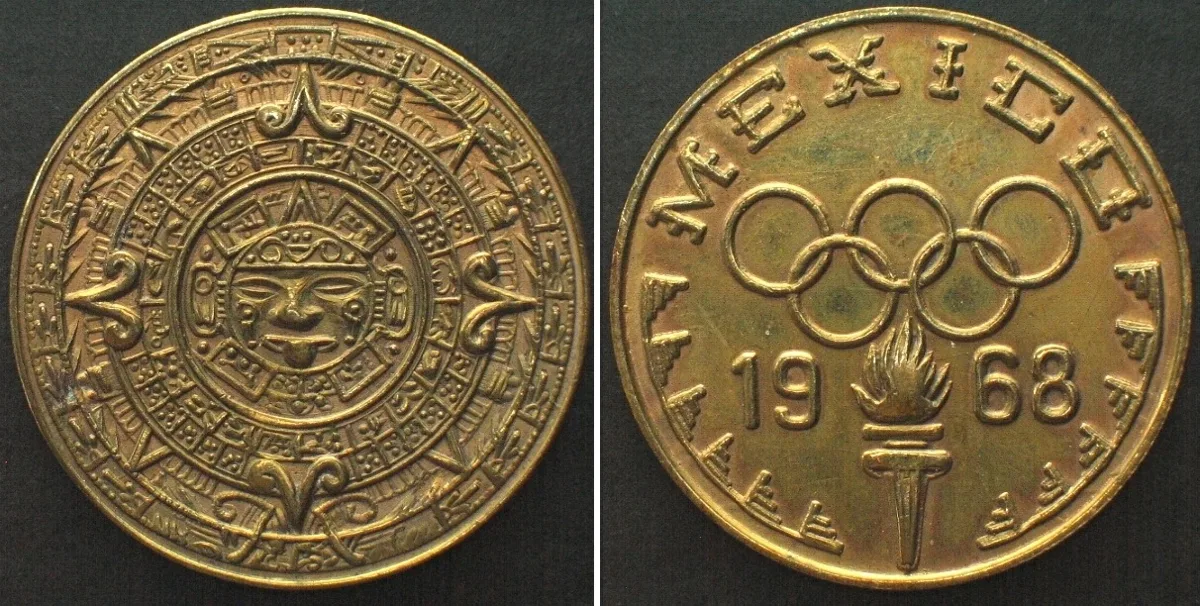 1968 MEXICO - OLYMPICS 1968 Brass token 30mm UNC-