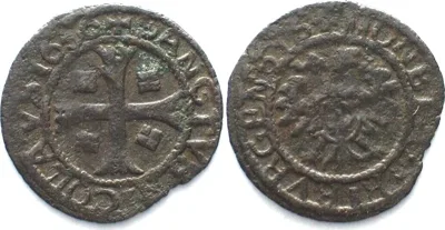 1656 Swiss Cantons FRIBOURG. Kreuzer 1656 billon VF+