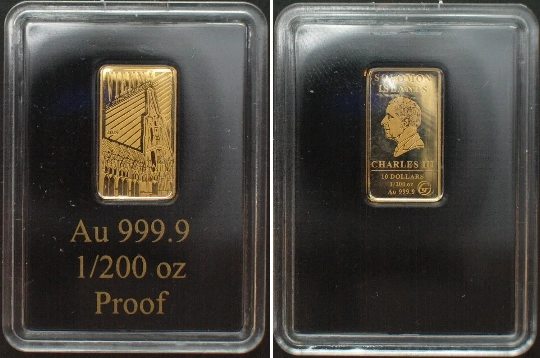 2024 SOLOMON ISLANDS. 10 Dollars 2024 St. Stephen's Cathedral VIENNA gold 1/200 oz Proof