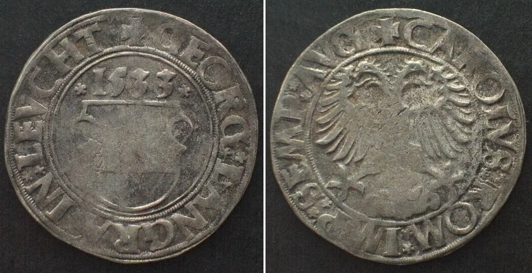 1533 German LEUCHTENBERG Batzen 1533, Pfreimd mint, GEORG III, silver XF! EF