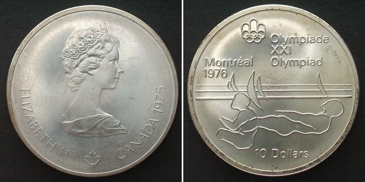 1975 CANADA 10 Dollars 1975, OLYMPICS MONTREAL, silver UNC