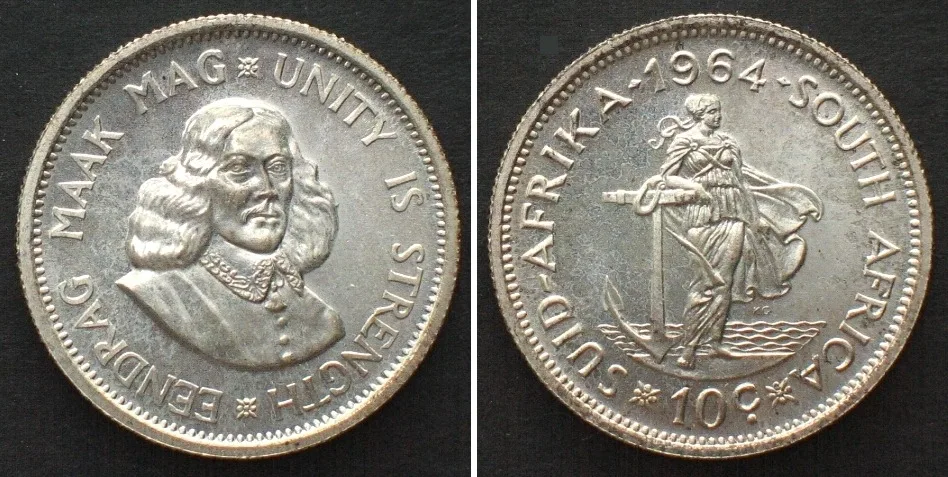 1964 SOUTH AFRICA 10 Cents 1964 silver Proof
