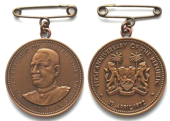 1972 SIERRA LEONE. First Anniversary of the Republic Medal, 1972, bronze UNC