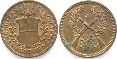 1801-1900 Swiss SOLOTHURN Shooting Jeton ND(19th cent.) brass UNC!