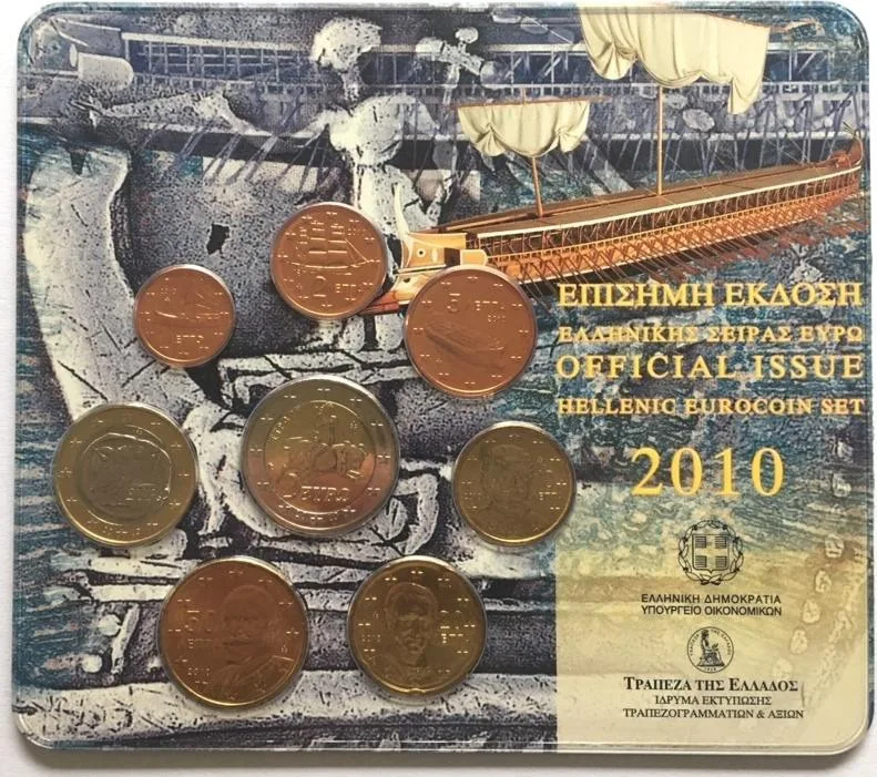 3,88 € 2010 GREECE 2010 Euro 3.88 BU MINT SET with 2€ circulating BU