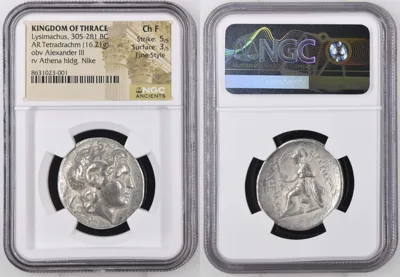 Tetradrachm 305-281 BC Lysimachus Ch F 5 / 5-3 / 5