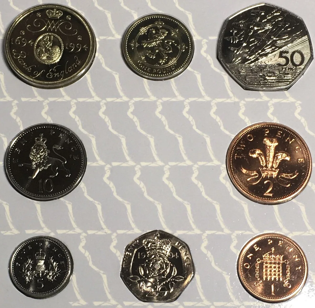 1994 UK 1994 BU Mint set with 2 Pounds BANK OF ENGLAND & 50 Pence D-DAY BU