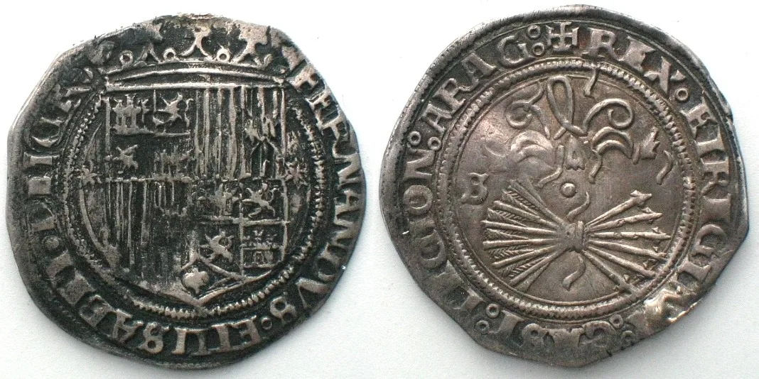 1497-1499 SPAIN. Real ND (1497-99) Seville mint FERNANDO V & ISABEL silver XF! EF