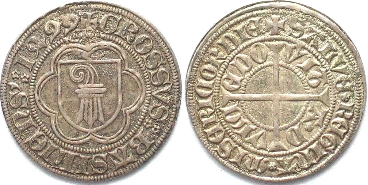 1499 Swiss Cantons BASEL, City. Groschen 1499 (restrike 1901) silver SCARCE! UNC-!