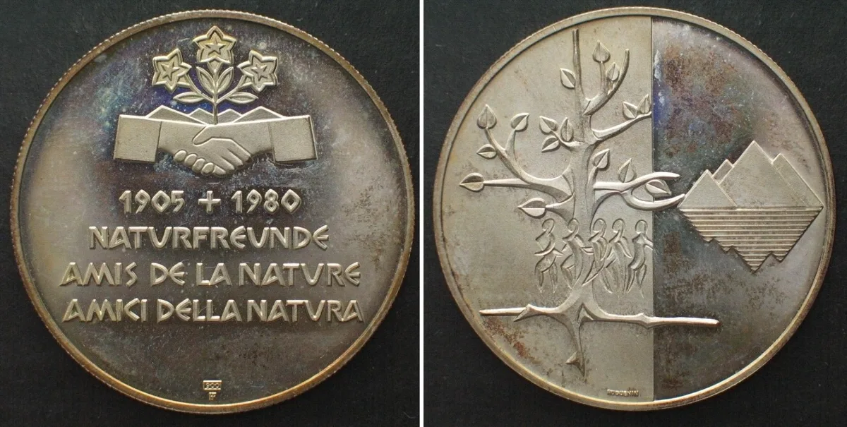 1980 FRIENDS OF NATURE Tourist Club 1980, silver, 33mm Proof