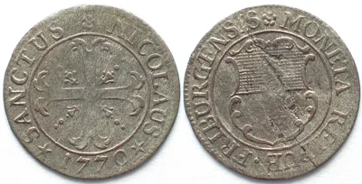 1770 Swiss FRIBOURG 1/2 Batzen 1770 billon XF! EF