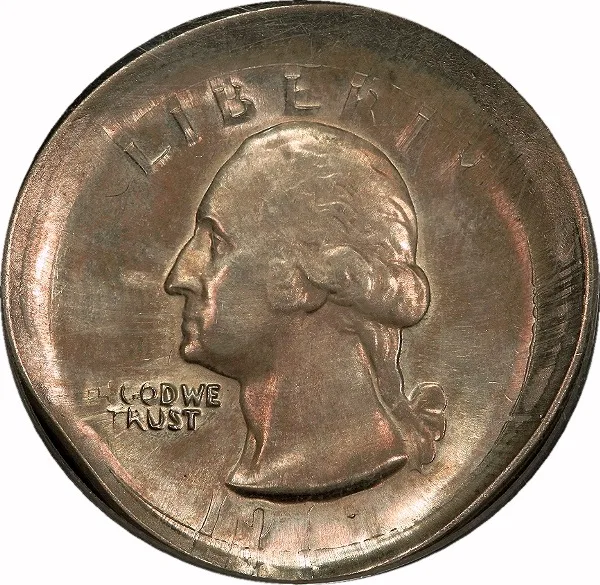 Washington 25¢, 1967, Matched Pair: Broadstruck, Reverse Struck Through Clad Layer, 25¢ , PCGS, MS64/62
