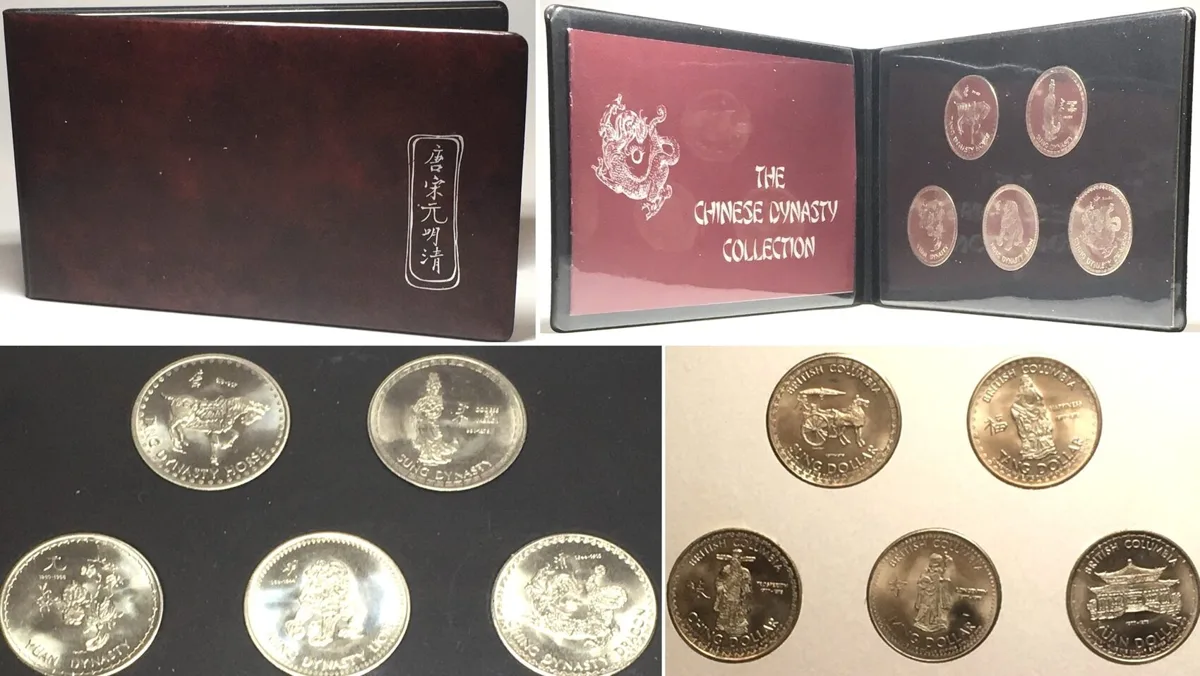 1978 British Columbia - Chinese Dynasties Series, 5 x 1 Dollar 1978, Cu-Ni, RARE!!! UNC