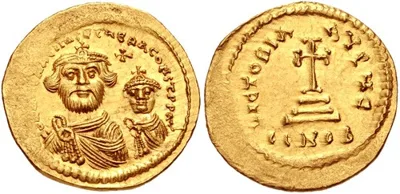 Heraclius, with Heraclius Constantine. 610-641. AV Solidus