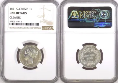 1S 1861 GREAT BRITAIN Shilling 1861 VICTORIA silver NGC UNC Details NGC UNC Details
