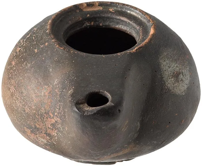 Greek Black Glaze Oil Lamp