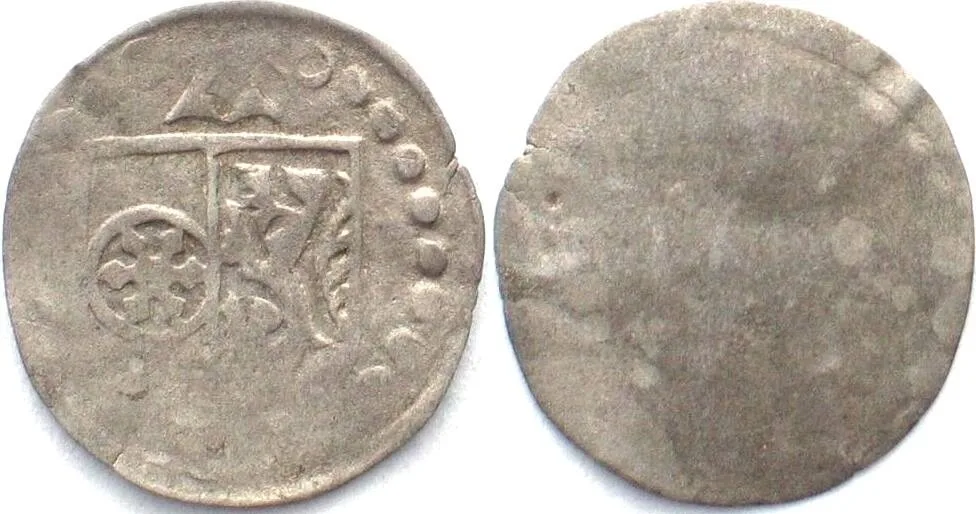 Hohlpfennig 1461-1475 German States MAINZ, Archbishopric. Pfennig ADOLF II OF NASSAU 1461-75 silver VF