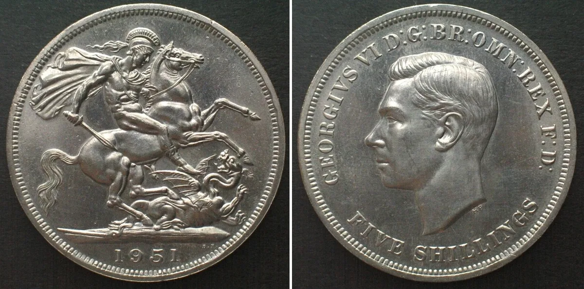 1951 GREAT BRITAIN 1951 FESTIVAL OF BRITAIN PROOFLIKE CROWN GEORGE VI Cu-Ni Prooflike