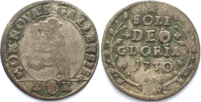 1730 Swiss Cantons SAINT GALL, City. 2 Kreuzer (1/2 Batzen) 1730 billon VF+