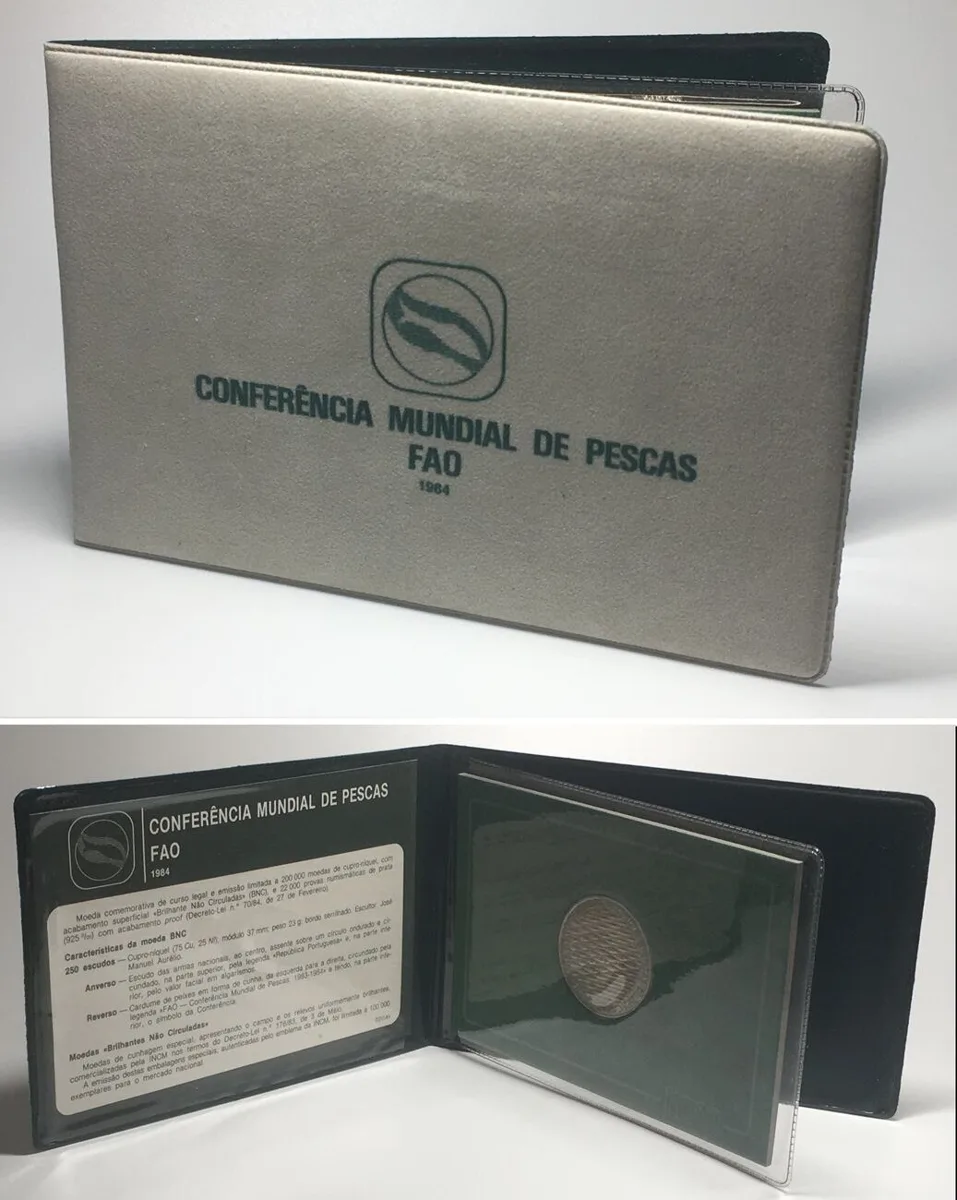1984 PORTUGAL 250 Escudos 1984 F.A.O. FISHERIES CONFERENCE in folder SCARCE! BU